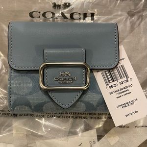 Coach Small Morgan Wallet In Signature Chambray Silver/Cornflower
